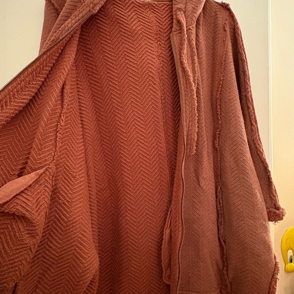 NWT Free People Rust Hooded Cape Zip-Up Jacket/Poncho in RUST - Picture 5 of 8